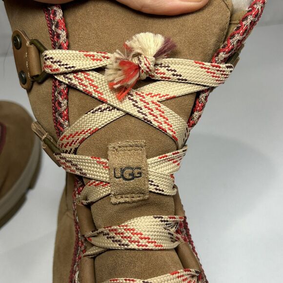 UGG Women's Chestnut Leather Classic Weather Hiker Hi Winter Boots Size 9 - Picture 8 of 10